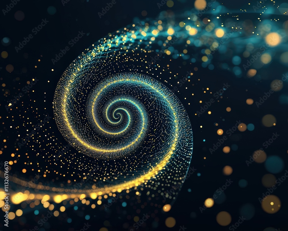 Poster an abstract glowing spiral symbolizing ai reading and organizing complex files.