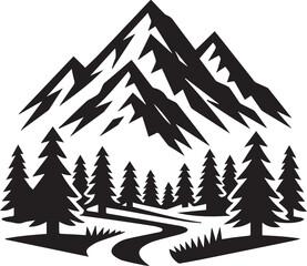 Obraz premium Mountain Silhouette ,Mountain , Road, Tree Silhouette