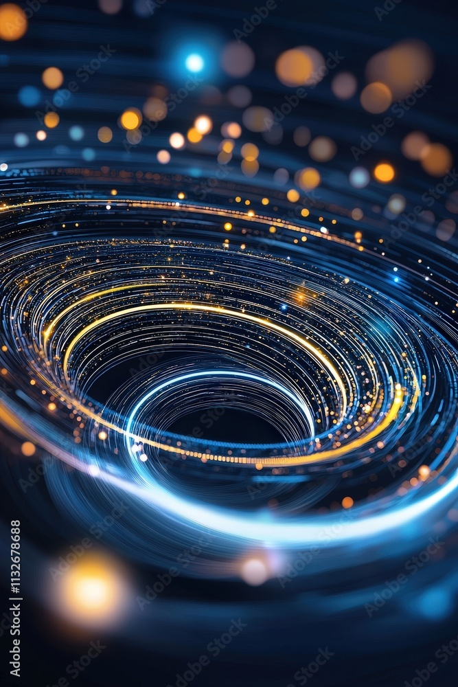 Poster An abstract vortex filled with concepts representing uncertainty and exploration.