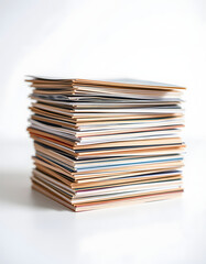 Stack of photos isolated, Diffused lighting, with white tones