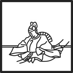 線画正方形シンプル百人一首　左京大夫道雅