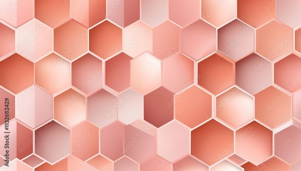 Poster elegant background of interlocking hexagons in soft pink and peach tones for stylish design