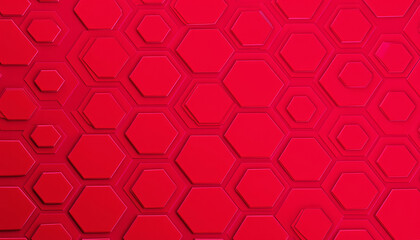 Fototapeta premium Bold textured background of interlocking hexagons in striking red tones for dynamic design