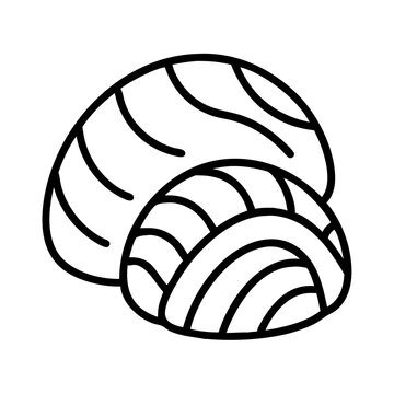 concha mexican sweet bread icon, cinco de mayo line art, mexican fiesta icon - simple black line art icon of concha mexican sweet bread for cinco de mayo celebrations. mexican fiesta vector art.