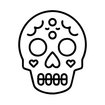 recommend clip art: mexican skull sugar skull icon, cinco de mayo line art, mexican fiesta icon - simple black line art icon of mexican skull sugar skull for cinco de mayo celebrations. mexican fiesta vector art.