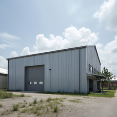Obraz premium Factory Warehouse Industry Building with Exterior Metal Wall Architecture