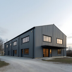Factory Warehouse Industry Building with Exterior Metal Wall Architecture
