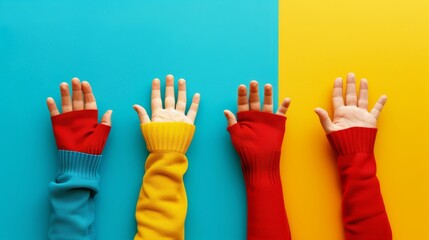 Diverse team celebrates success with high fives, symbolizing unity and positivity in vibrant scenes