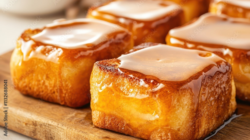 Poster delicious brioche toast with maple butter spread. crispy toast with delicious spread.
