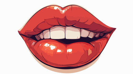 Fototapeta premium Beautiful Woman with Red Lips Smiling, Showing White Teeth in Professional Portrait