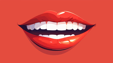 Fototapeta premium Beautiful Woman with Red Lips Smiling, Showing White Teeth in Professional Portrait