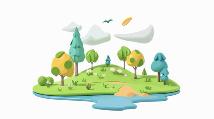 Obraz premium 3D Flat Vector Style Isolated on White Background Illustration