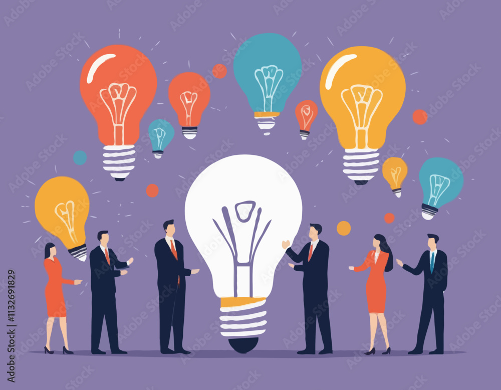 Fototapete business brainstorm concept. contemporary flat style abstract vector illustration of diverse people 