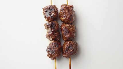 Close-up of kofta kebabs showing juicy texture and charred edges.