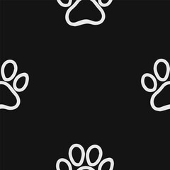 Seamless vector pattern with cute draw paws. Simple doodle style.	
