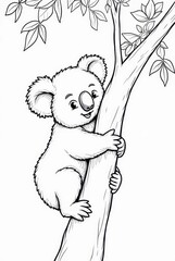 Fototapeta premium Koala Hugging Tree Coloring Page