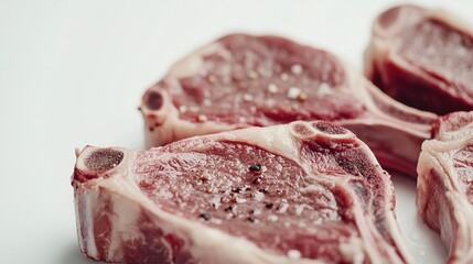 Close-up of lamb chops showing detailed grill marks and tender texture.