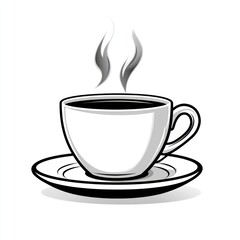 Obraz premium Hot coffee in a white cup and saucer.