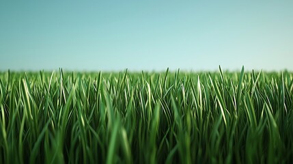 Fototapeta premium Lush green grass growth open field nature photography bright sky low angle vibrant landscape