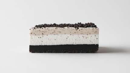Cookies and cream cheesecake slice with Oreo crumble topping.