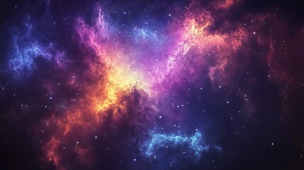 Vibrant space galaxy nebula with colorful clouds and starry night sky &ndash; cosmic supernova explosion, astronomy and universe science concept background