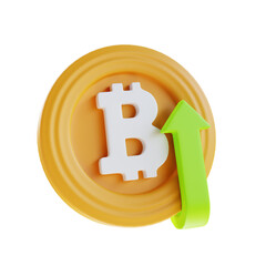 3d render icon Bitcoin Increase