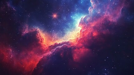 Obraz premium Vibrant space galaxy nebula with colorful clouds and starry night sky – cosmic supernova explosion, astronomy and universe science concept background