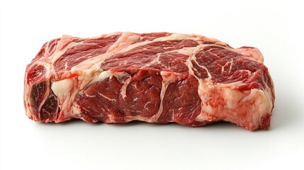Obraz premium Close-up of prime rib showing juicy, tender meat with a golden crust.