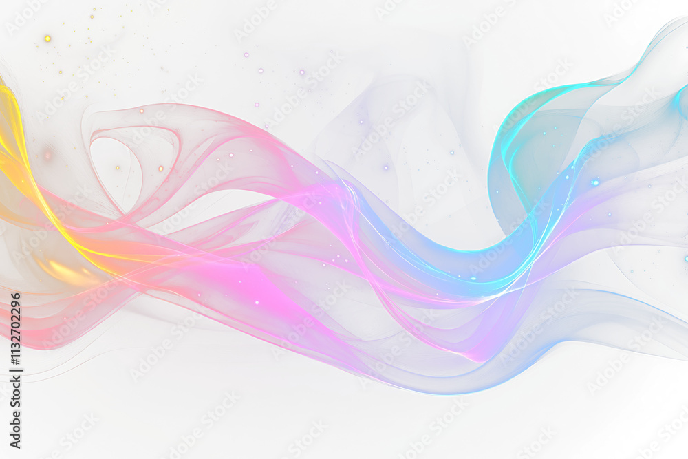 Poster Abstract colorful smoke wave design with sparkle effect on Transparent background.