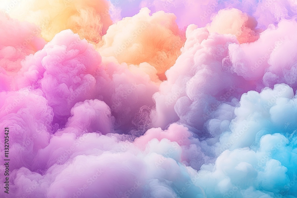 Poster soft colorful cloud abstract art with gentle swirls and dreamlike texture, perfect for backgrounds a