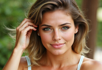 Naklejka premium Beautiful face area underarms clear skin woman