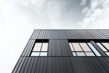 Fototapeta premium Exploring contemporary buildings with angular metal design