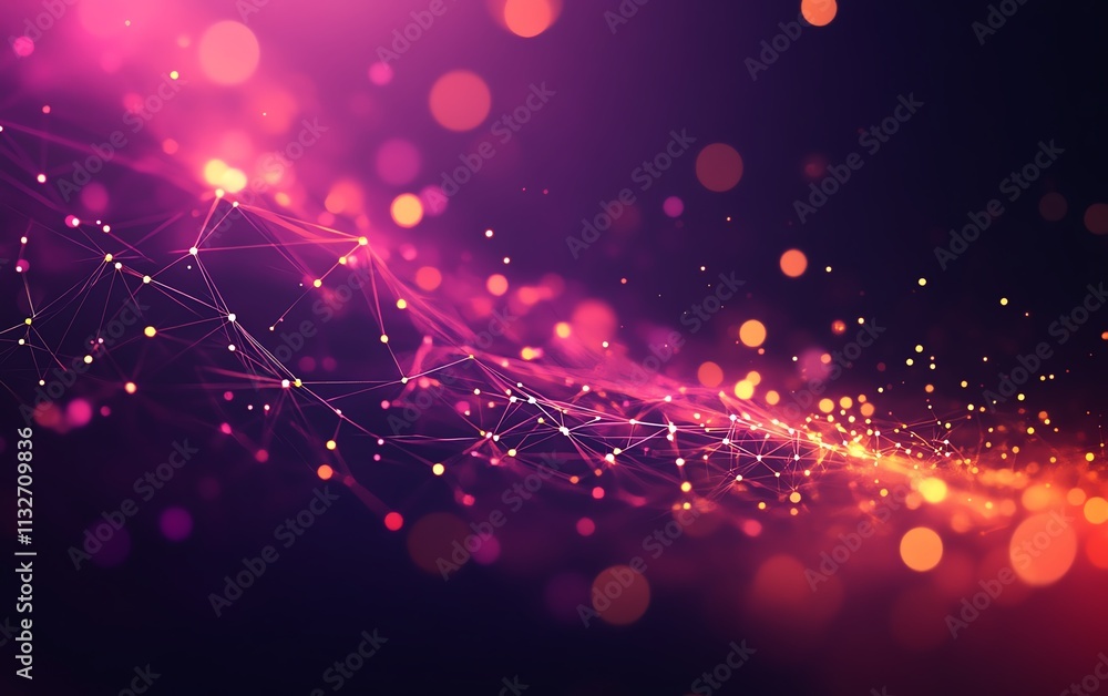 Poster advanced futuristic digital network with highspeed data transfer