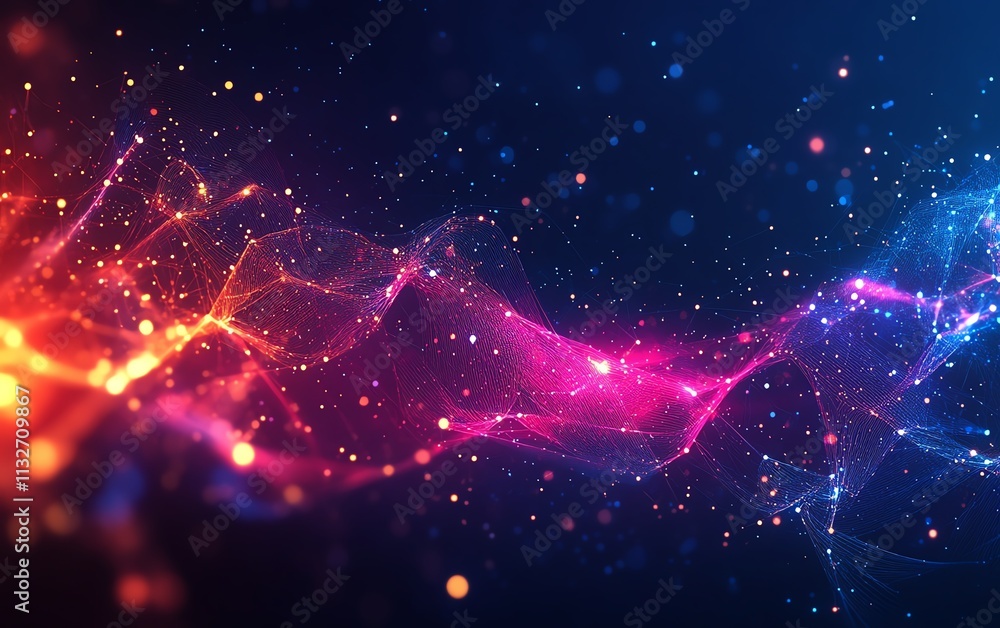 Poster advanced futuristic digital network with highspeed data transfer