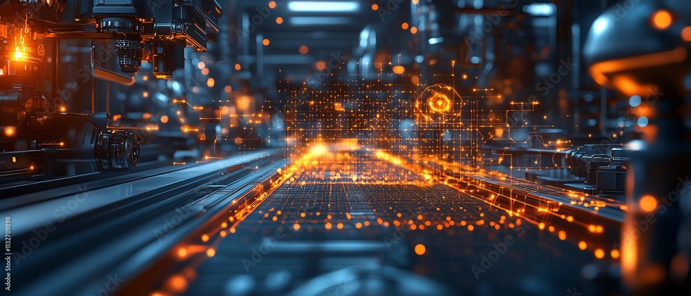 Aufkleber advanced network technology with intelligent connectivity and automation, dynamic glowing data flows