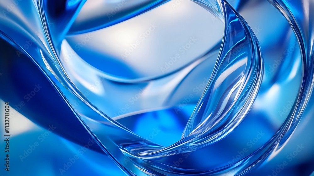 Poster abstract blue swirls create a serene and captivating visual experience in a minimalist design