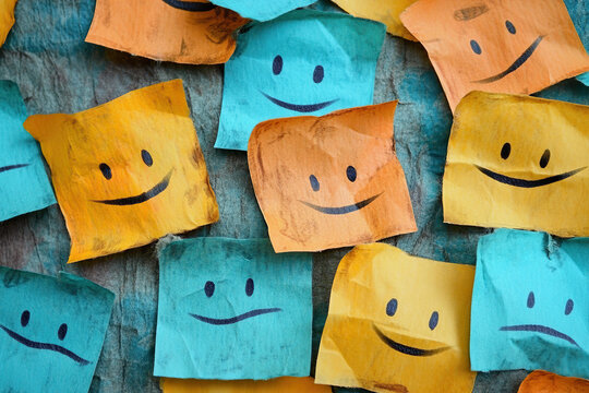 Colorful Smiley Faces on Sticky Notes