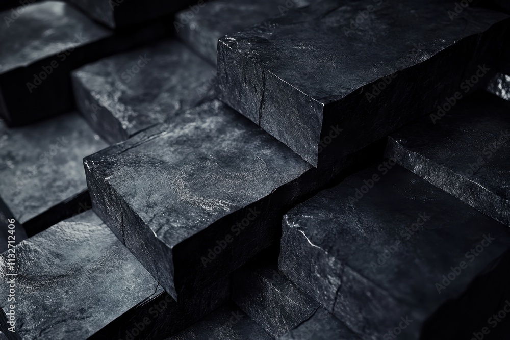 Poster dark textured stones stacked together create an intriguing surface pattern for design