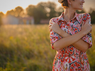 young woman embracing herself, self-love in action, mental health advocate, practicing self-care...