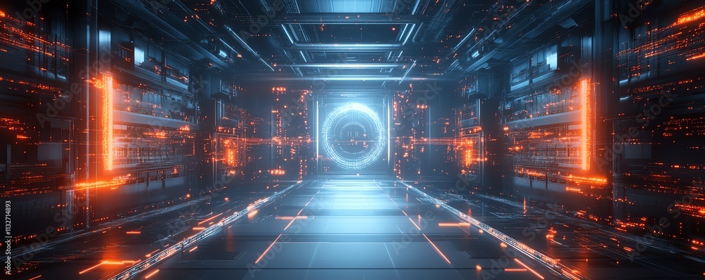 Aufkleber intelligent connectivity and advanced automation in a dynamic network technology, modern industrial 