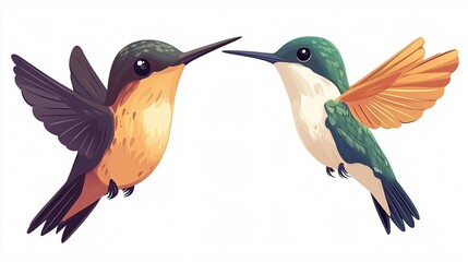 Obraz premium Colorful Cartoon Hummingbird Vector Illustration for Design Projects