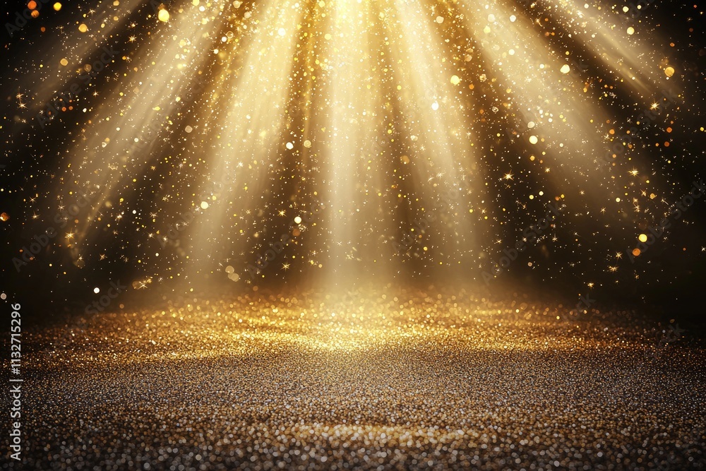 Aufkleber vibrant golden rays of light with sparkles and glimmers creating a magical atmosphere in a dark back
