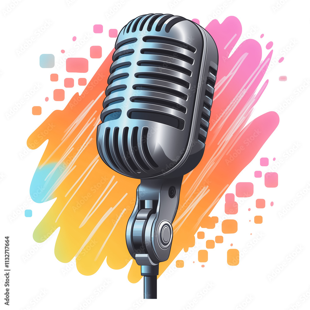 Poster a microphone with a colorful background