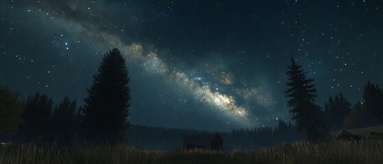 Breathtaking view of the milky way galaxy stretching across the night sky over a remote mountain landscape