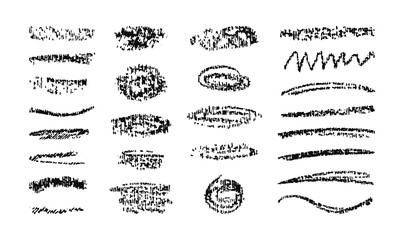 Black charcoal lines. Hand drawn pencil underlines. Horizontal chalk stripes, brush strokes for note. Simple doodle element