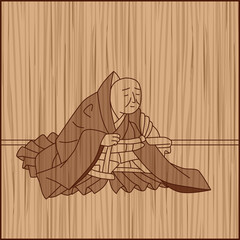 木彫り風正方形百人一首　前大僧正行尊