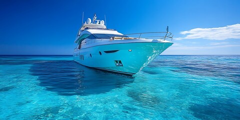 Fototapeta premium View of a luxurious yacht on calm waters