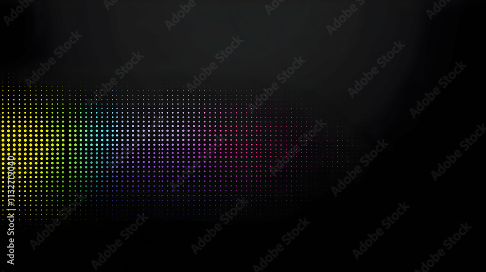 Poster colorful abstract grid pattern on dark background.