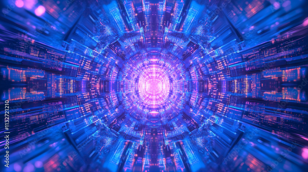 Aufkleber vibrant digital tunnel with swirling light patterns and colors in a cosmic setting