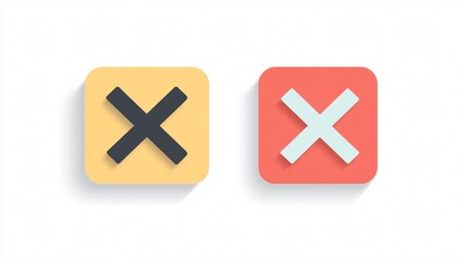 Obraz premium Check Mark and X Mark Square Icon in 2D Flat Style for Professional Use